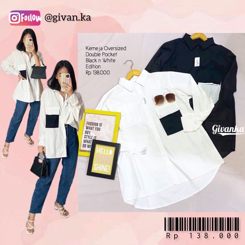 KEMEJA OVERSIZED DOUBLE POCKET// KEMEJA WANITA OVERSIZED LENGAN PANJANG/ OUTER KEMEJA POLOS