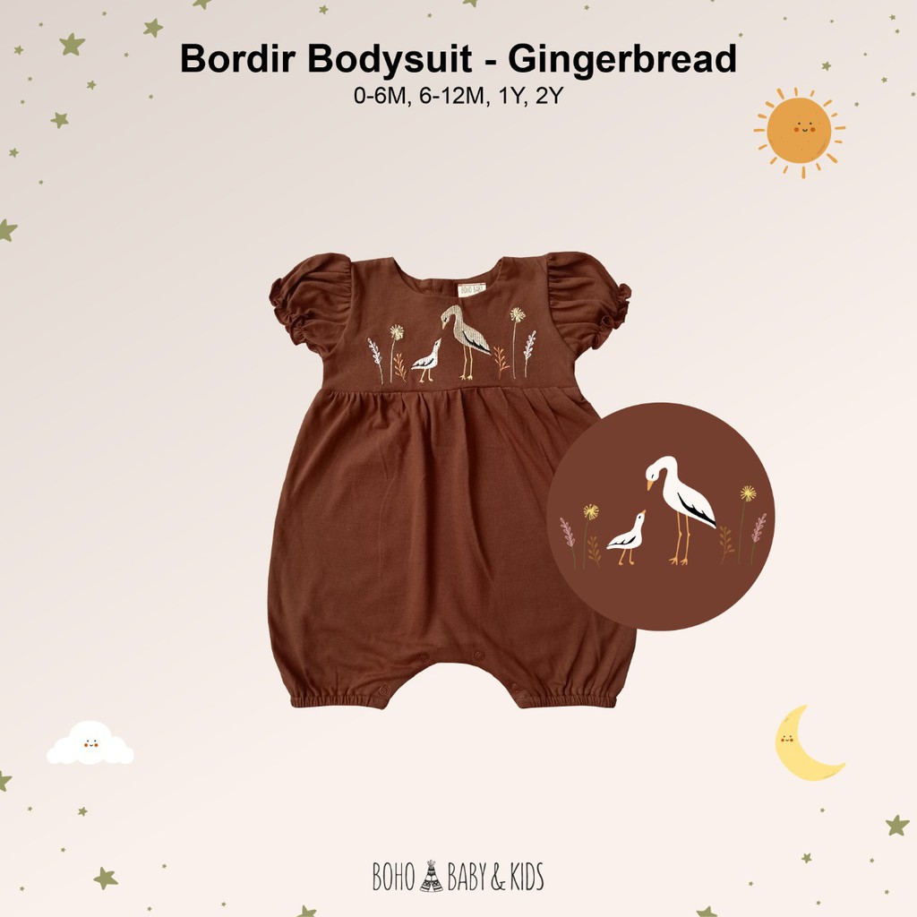 Boho Baby Bordir Bodysuit 0-2 Tahun BohoBaby BohoPanna CBKS-BOHO Gingerbread
