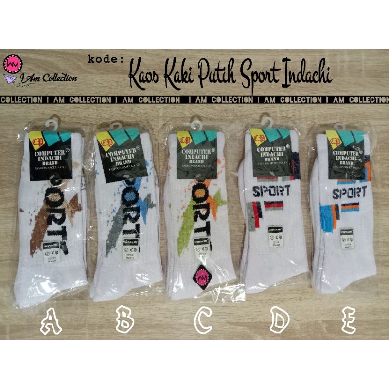 AM | Kaos Kaki Putih Sport Indachi | Kaos Kaki Olahraga Remaja/Dewasa