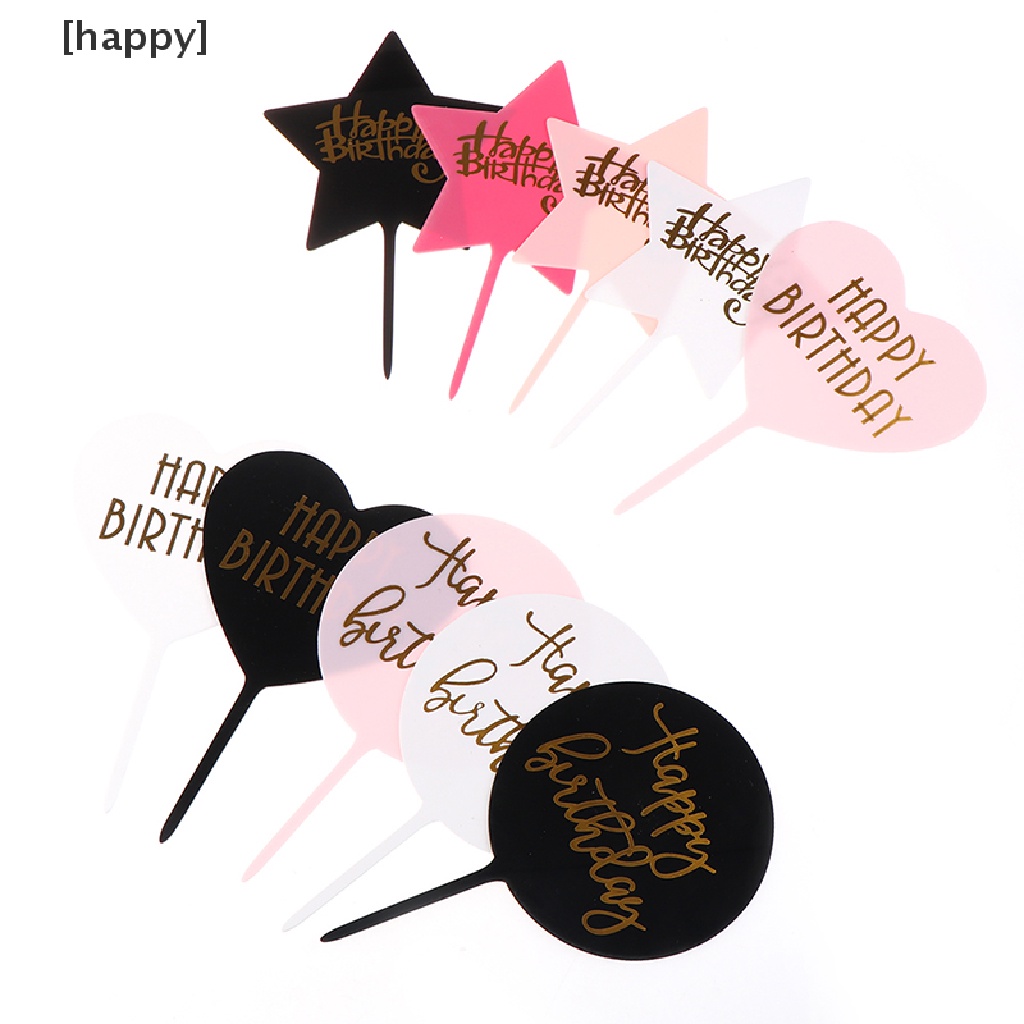 1pc Topper Kue Desain Happy Birthday Bahan Akrilik Untuk Dekorasi Pesta