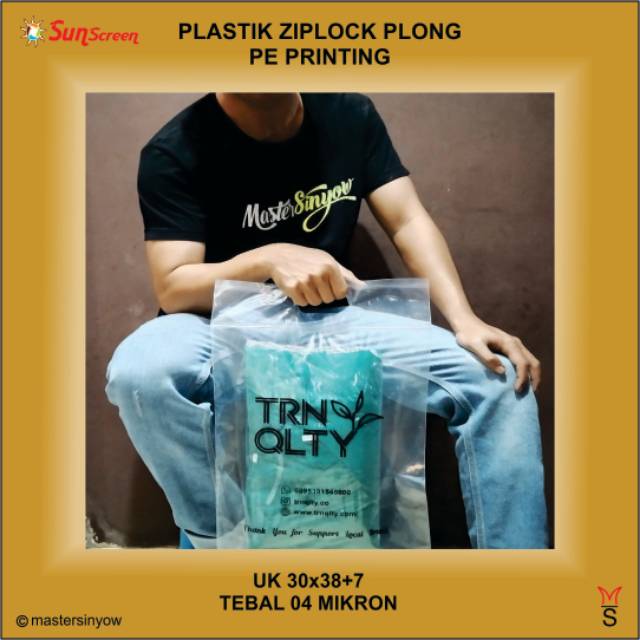 Sablon Plastik Ziplock Plong 30x38+7 Plastik Packing Olshop