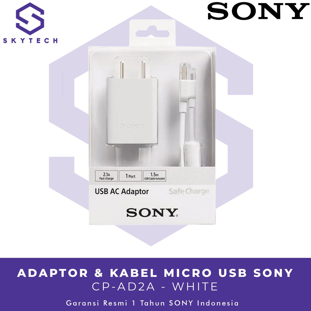 CHARGER ADAPTOR SONY CP AD2A WHITE ORIGINAL GARANSI RESMI