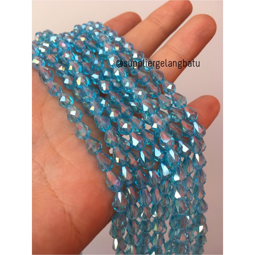 kristal Ceko tetes 10 x 6mm SOFT BLUE crystal bening bross PREMIUM aksesoris grosir supplier fashion