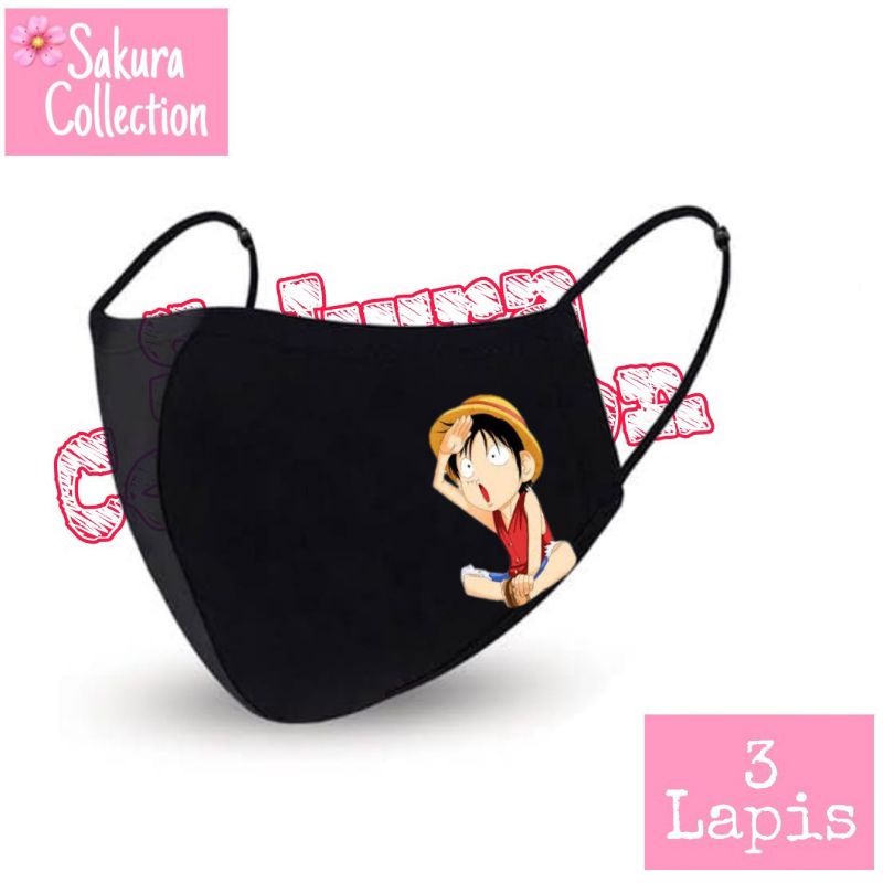 Masker Kain 3 Lapis - Anime One Piece Luffy