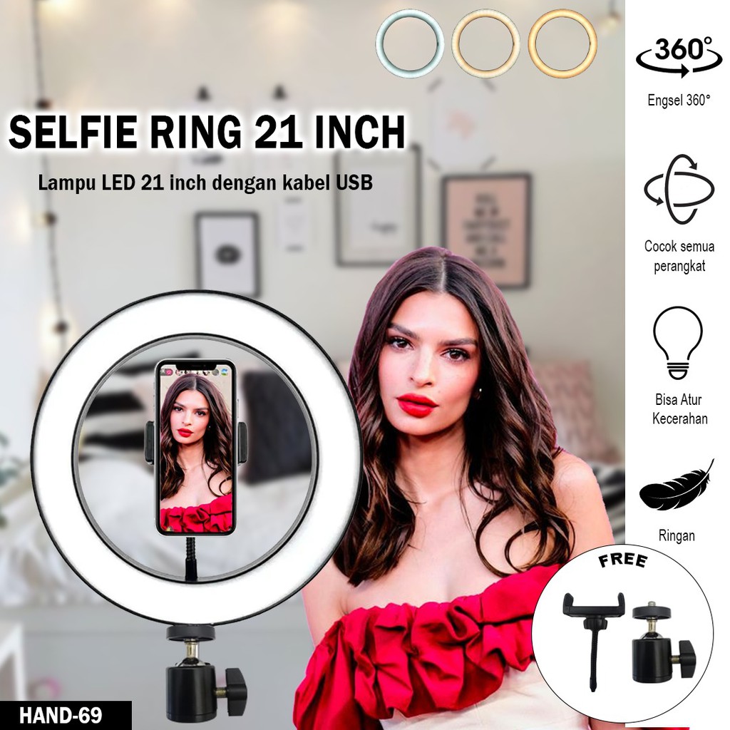 Ring Light 21 inch Selfie Ring Lampu Kamera Vlogger Livestreamer