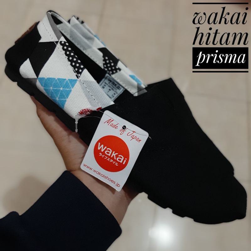 Sepatu wakai motif rajut PREMIUM grade ori [ PART 3 ]-Hitam prisma