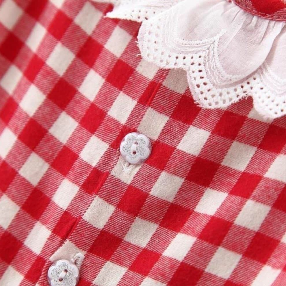 Promo !! Dress anak perempuan import / Dress briana tartan cutie mote ukuran 5 bulan - 1 tahun