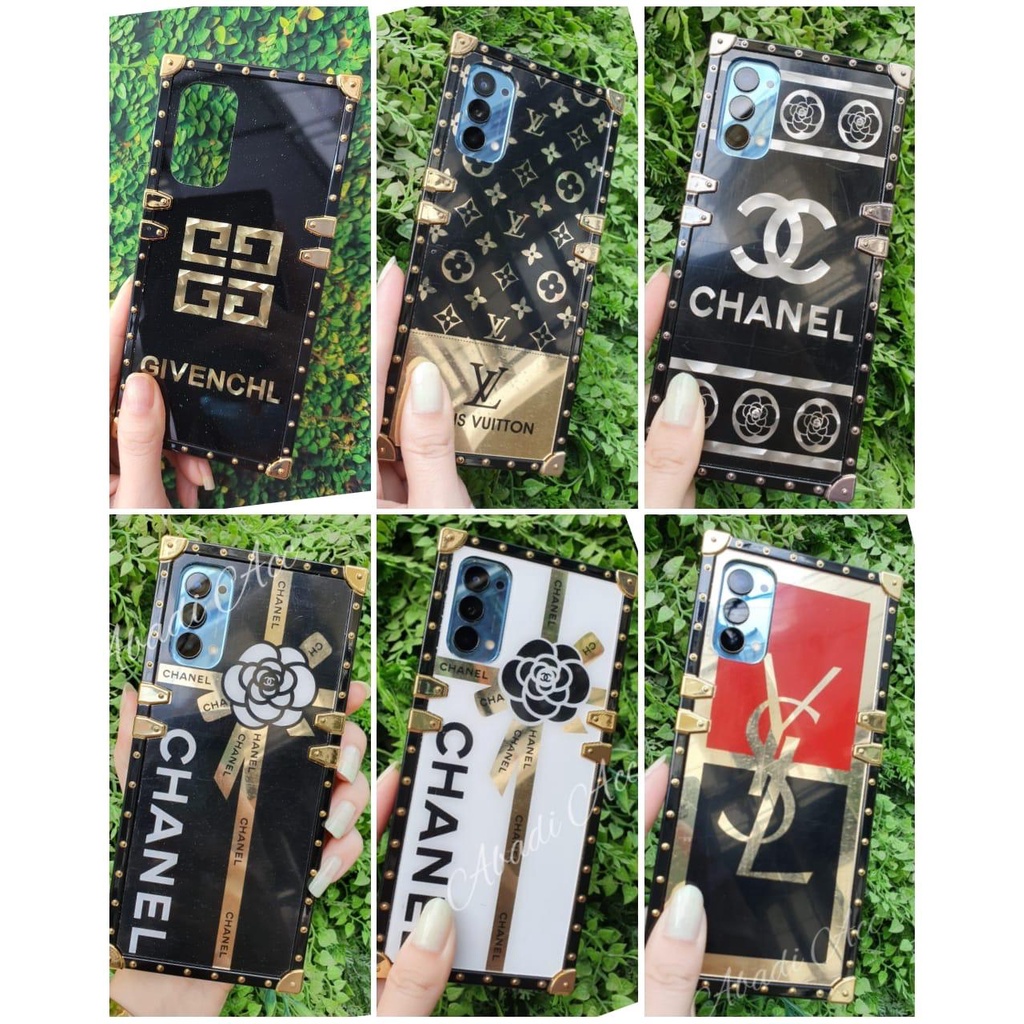 Softcase Brand Mirror LV OPPO A54 A55 A95 A74-4G/5G A53 A33 A32 A52 A92 A11 Reno 4/Reno4 F/4F Soft Case Louis Vuiton Wanita-Perempuan Tas-Bag/Miror Kaca Glass Premium Branded Pelindung Casing HP Ladies ibu ibu Galaxy Silikon Silicone