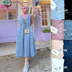 ORI XOXO NABILA ONE SET OVERALL JEANS BUTTON KAOS KNIT TEBAL STRECH IMPORT PREMIUM KOREAN STYLE HITS KEKINIAN