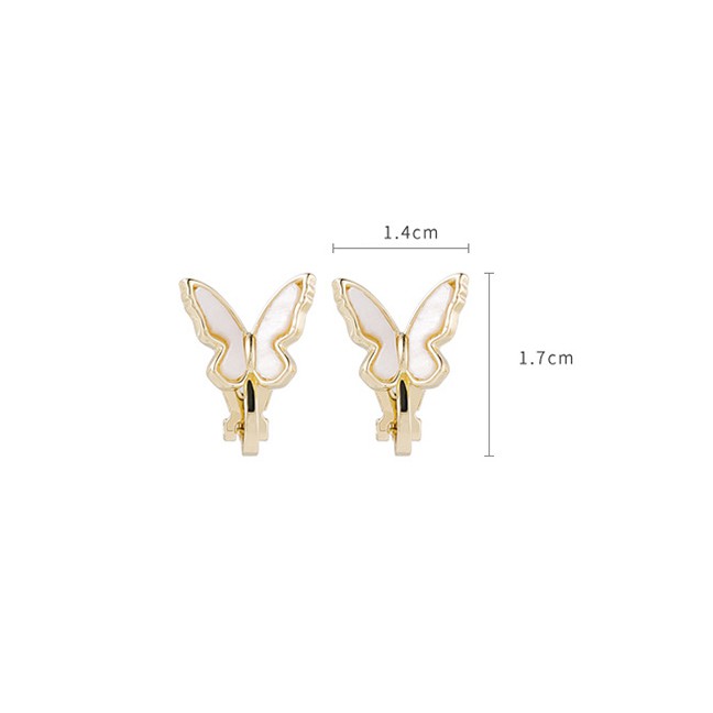 LRC Anting Jepit Fashion White Fritillary Butterfly Alloy Pierced Ear Bone Clip