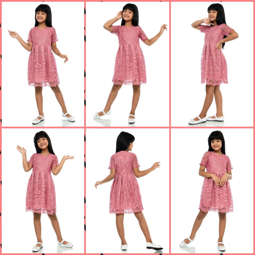 (Jamin RealPict) Dress Brukat Cord Princess Anak Perempuan 5-8th Brokat IMLEK Tebal Dres Cewek