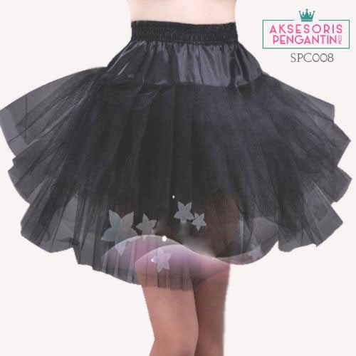 [BISA COD] PETTICOAT 3 LAYER PENGEMBANG DALAMAN GAUN ROK TUTU HITAM SPC008