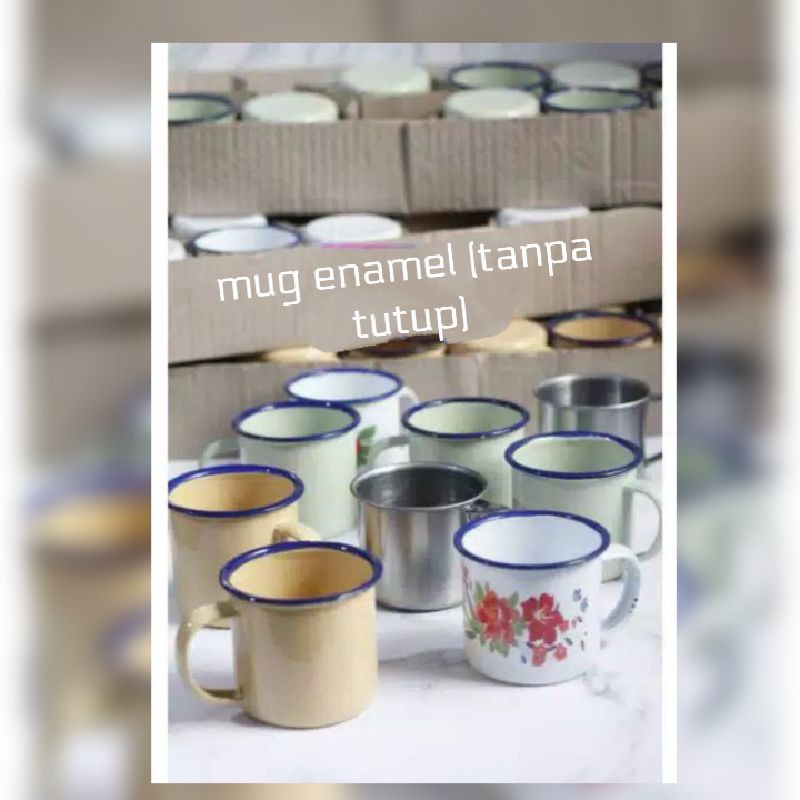 Cangkir Kopi enamel 200 cc Cangkir blirik jadul ukuran 9 cm