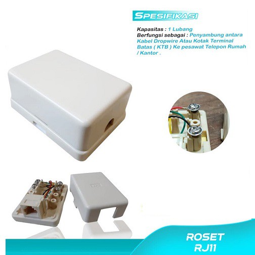 Roset Telepon Jack RJ-11 Kotak Terminal Telpon Telepon 1 Lubang RJ-11