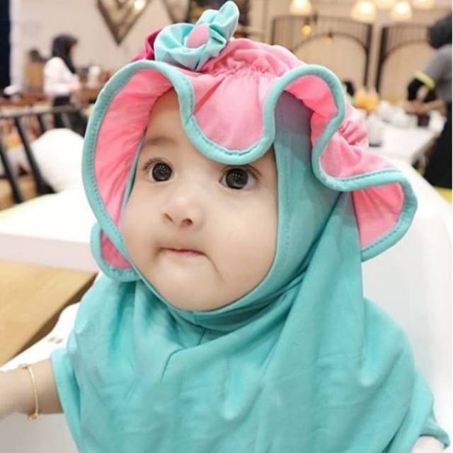 Jilbab    Anak Bayi Topi 2 Bunga Untuk Usia 0-3 Tahun