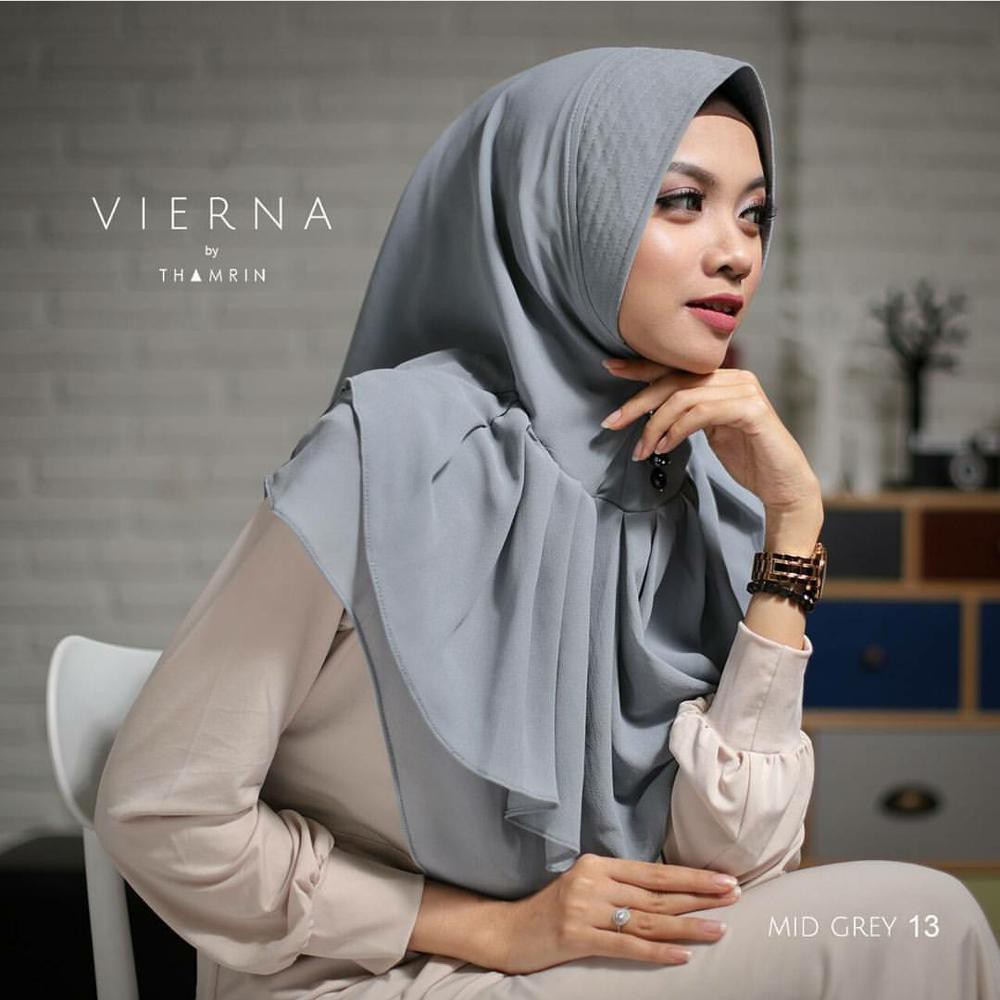 Hijab Khimar 2 Layer Vierna Instan Rempel Plisket Matt Sifhon Ceruty Premium