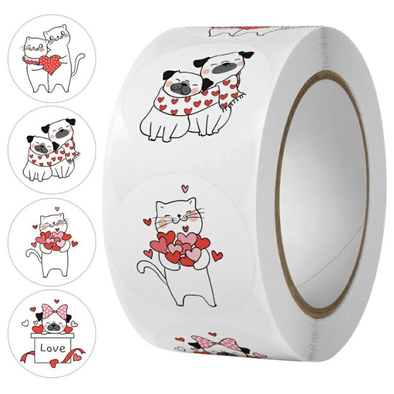 

Stiker Sticker Valentine Puppy Bear label packing l amplop l buku l kerajinan tangan