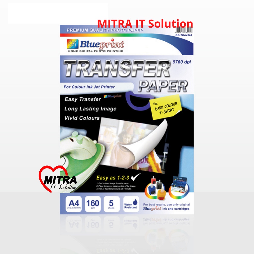

KERTAS TRANSFER / TRANSFER PAPER DARK Dark BLUEPRINT A4 - Tshirt Katun BP-TKA4160