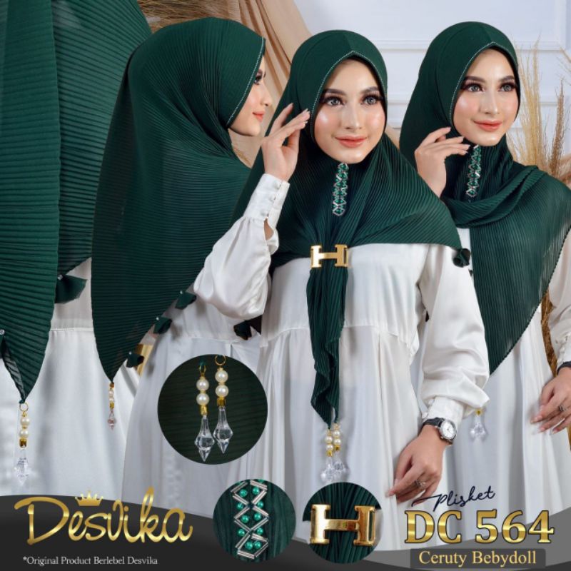 Hijab Plisket Instant DC 564 Free Gesper Original Desvika