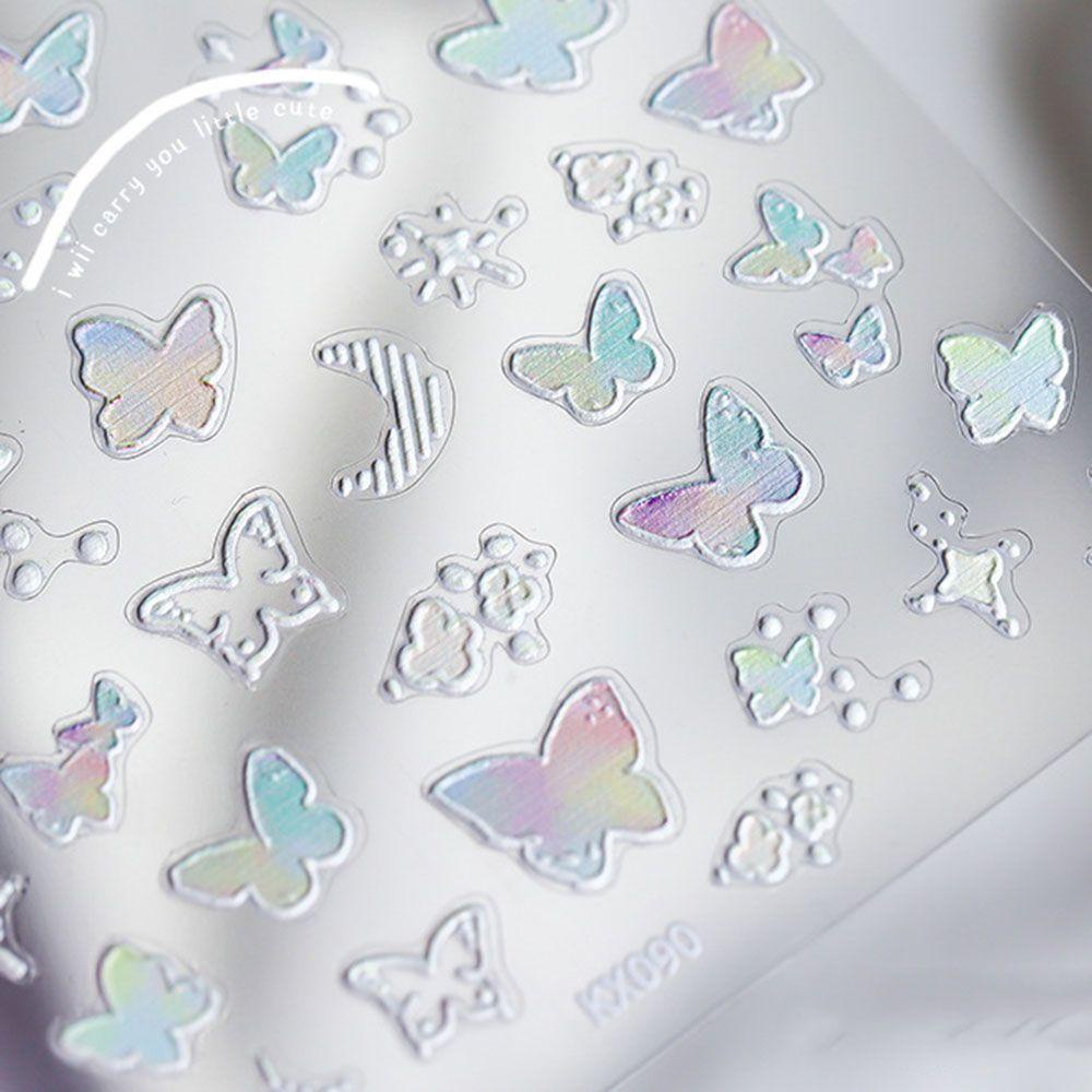 Needway   Butterfly Nail Art Stiker INS Style Korea Bulan Bintang Gradien Kupu-Kupu Aplikasi Manikur Aksesoris