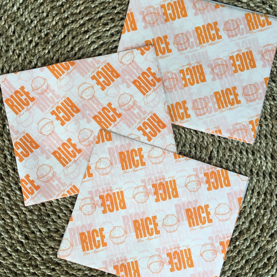 

Kertas nasi kfc logo rice KUNING 27 x 22 kemasan 100 lembar