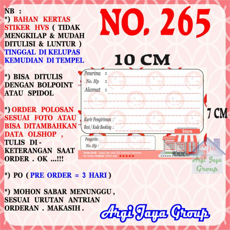 

Stiker HVS - Stiker Pengiriman - Sticker Alamat Olshop Murah Nomer 265-10x7cm