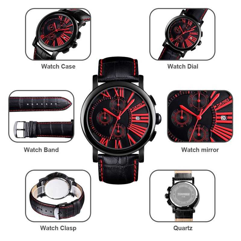 Jam Tangan Pria Analog  Leather Original SKMEI 9196CL-3