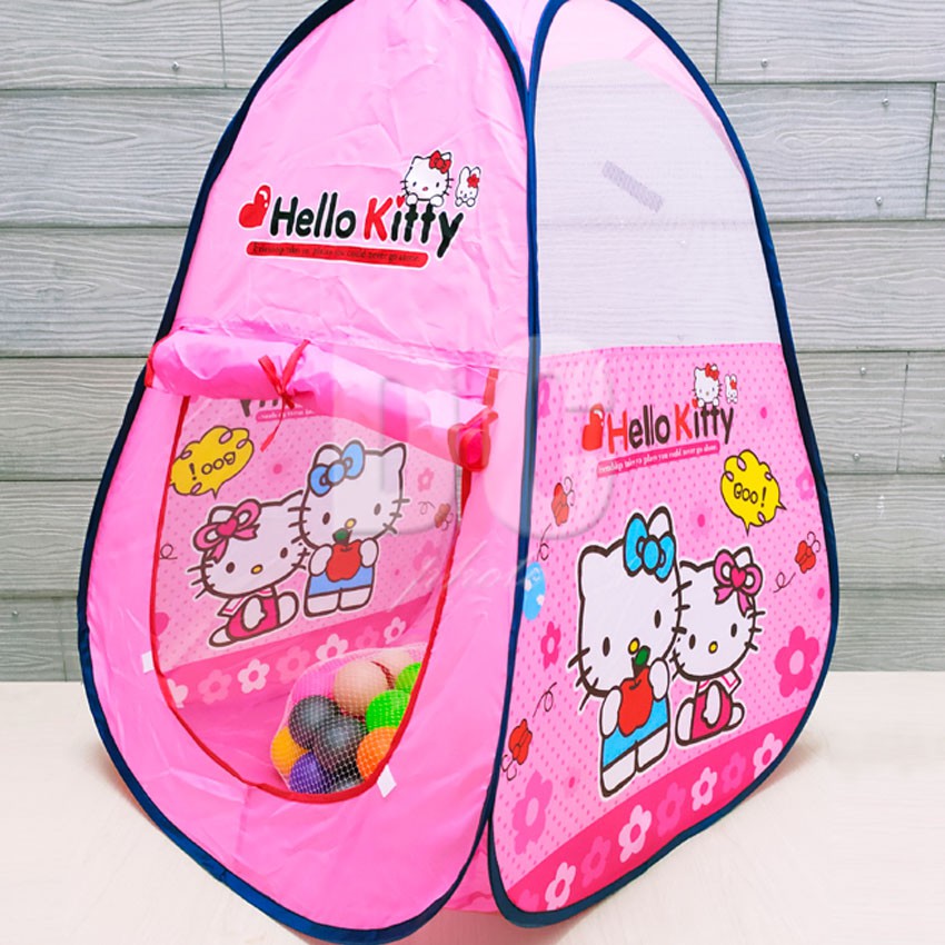 Tenda Kolam Bola Segitiga Besar Hello Kitty Pink | Kastil Bermain Anak