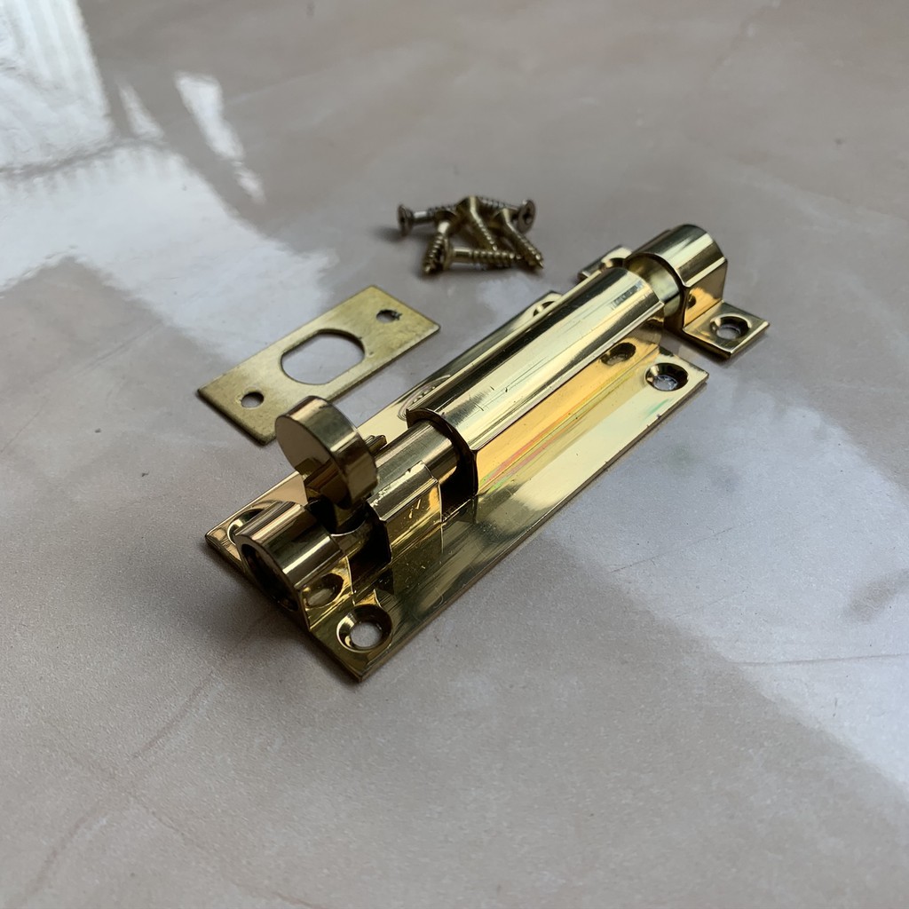 Pengunci Pintu Grendel Kuningan GP Solid Brass Bolt + Sekrup READY STOCK