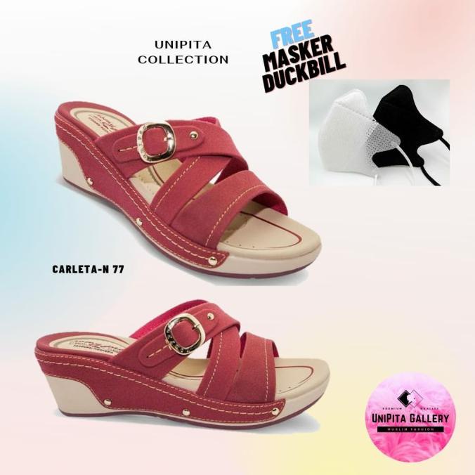 Homyped CARLETA-N 77 Marun Sandal Wedges Wanita DISKON