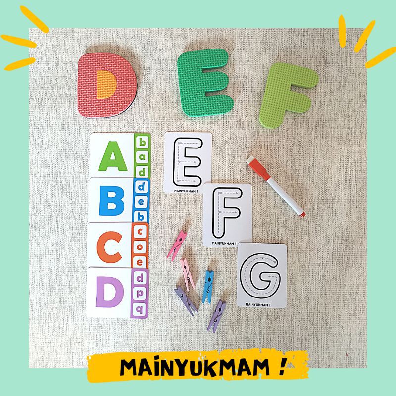 Mainyukmam Mainan edukasi anak Flash Card Alphabet / Uppercase Letter/ Huruf Besar
