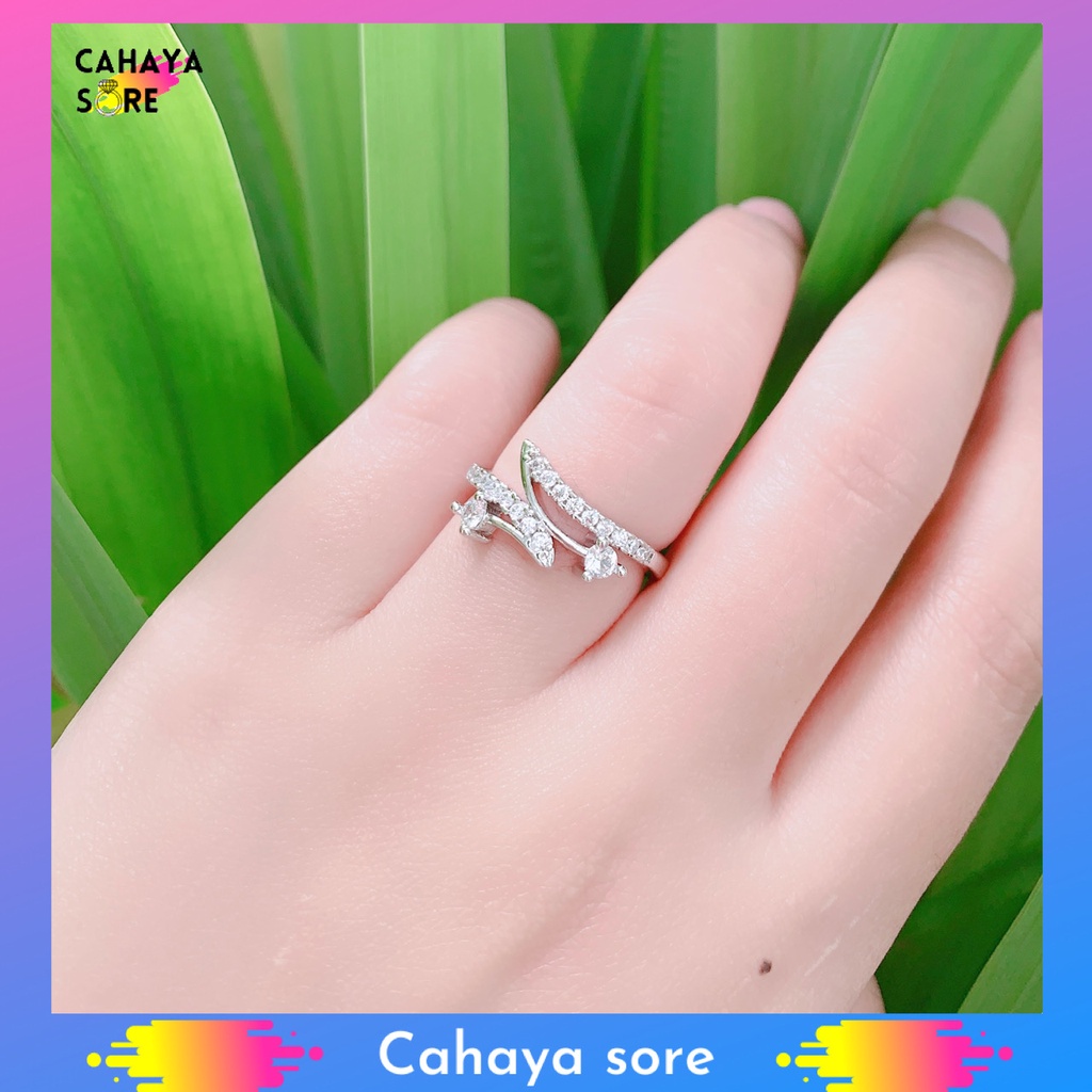 Cincin Xuping Silver Cincin Dewasa Model Permata Silang CD08