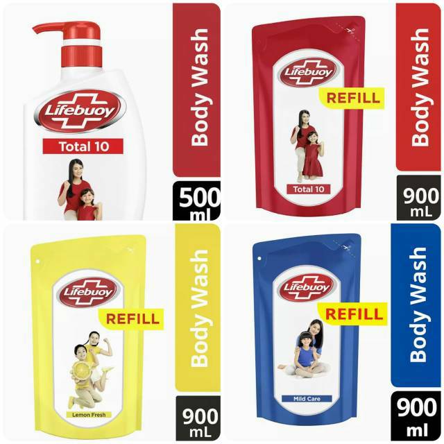 SABUN MANDI CAIR LIFEBUOY TOTAL 10 REFILL 900ML