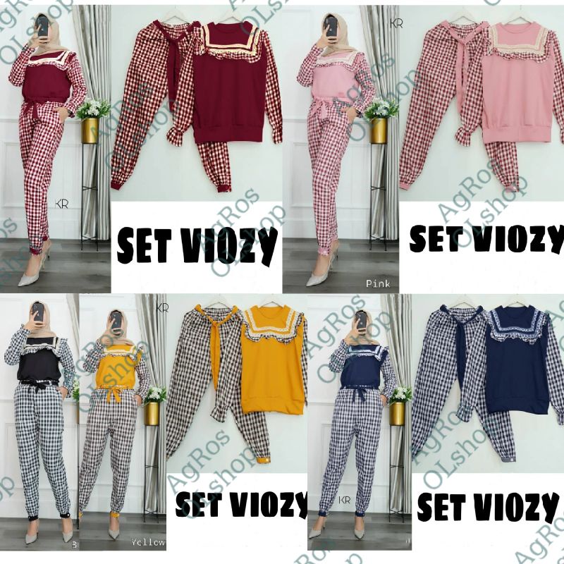 (COD) Set VIOZY Kotak Ld114, Setelan Wanita, SetCel