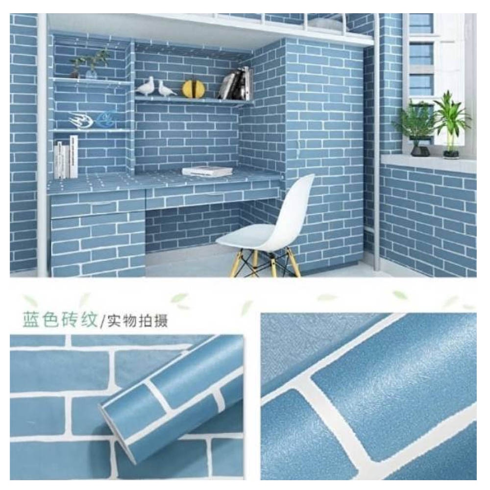 Center Sale_Walpaper Sticker Dinding kamar anti air Murah Dan Terbaik Motif Bata Bata Biru