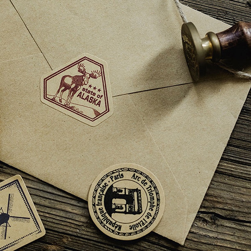 46pcs / Kotak Stiker Kertas Gaya Vintage Untuk Segel Kemasan Hadiah