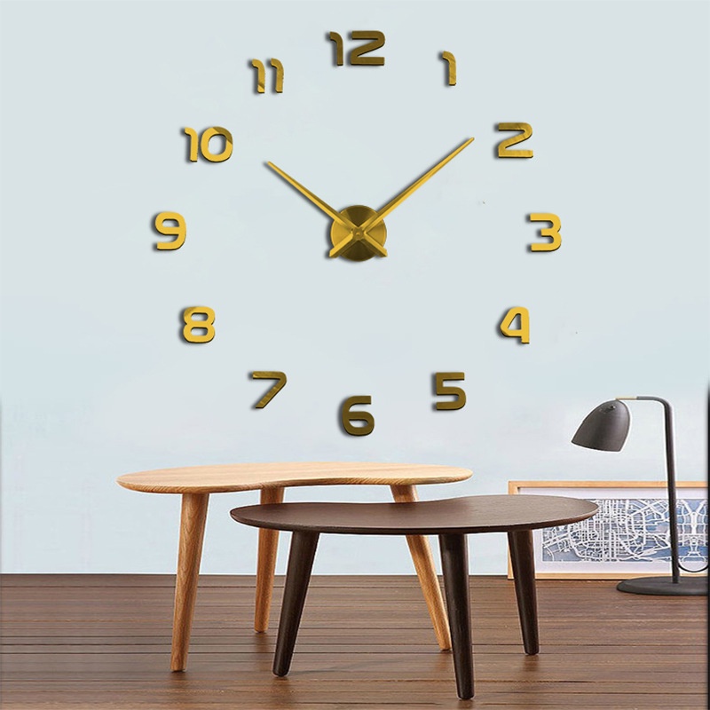 [BISA COD ]YUN Jam Dinding 3D DIY Angka Latin Minimalis - Jam Dinding Raksasa - Jam Dinding DIY - Giant Clock - Jam Dinding 3 Dimensi - Jam DIY Jam Dinding Besar 3D Wall Clock Bahan Acrilic Dan Snless