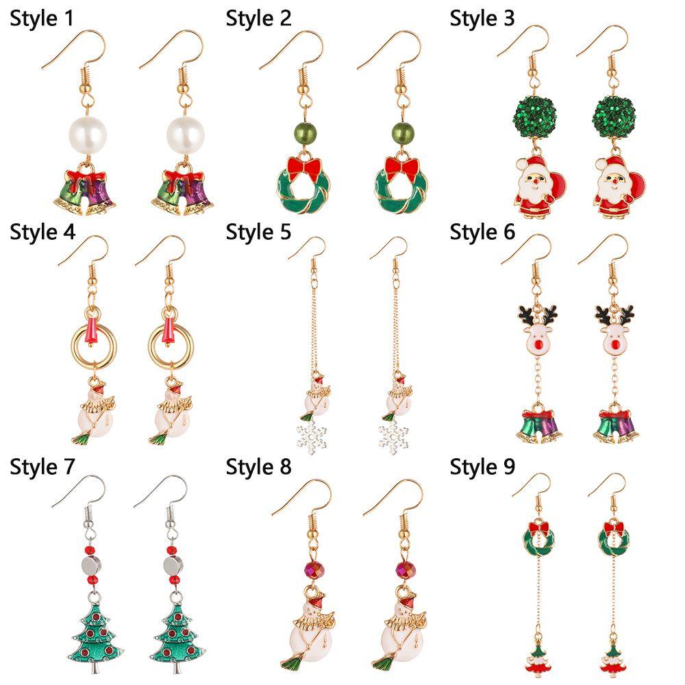 Solighter Drop Earrings Perhiasan Pesta Baru Santa Claus Elk Dekorasi Natal