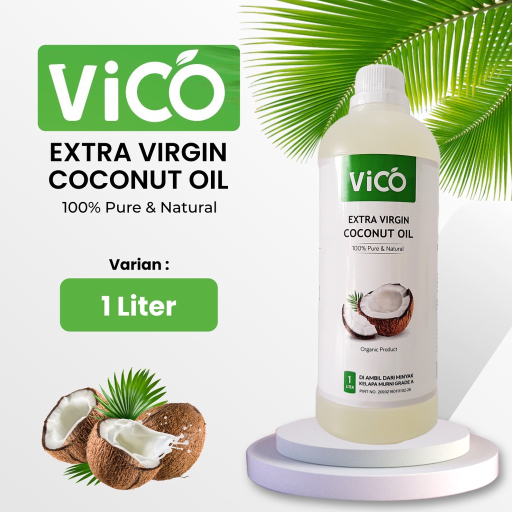 

ViCO Extra Virgin Coconut Oil VCO 1 Liter - Minyak Kelapa Murni 100% Grade A Terbaik