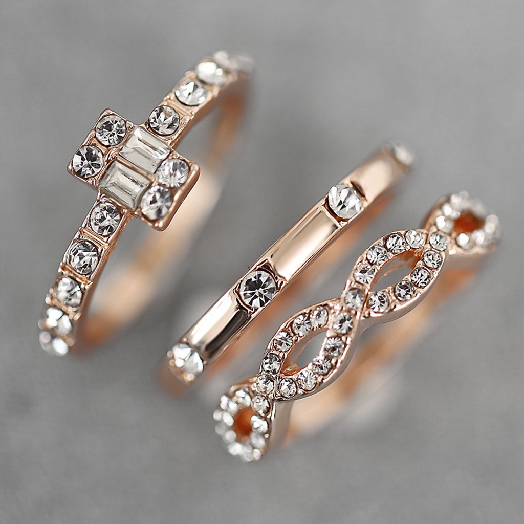 Hu Hu Hu Hu Hu Alat Bantu Pasang Kacamata♡ 3pcs / Set Cincin Jari Gaya Minimalis Untuk Dekorasi Harian