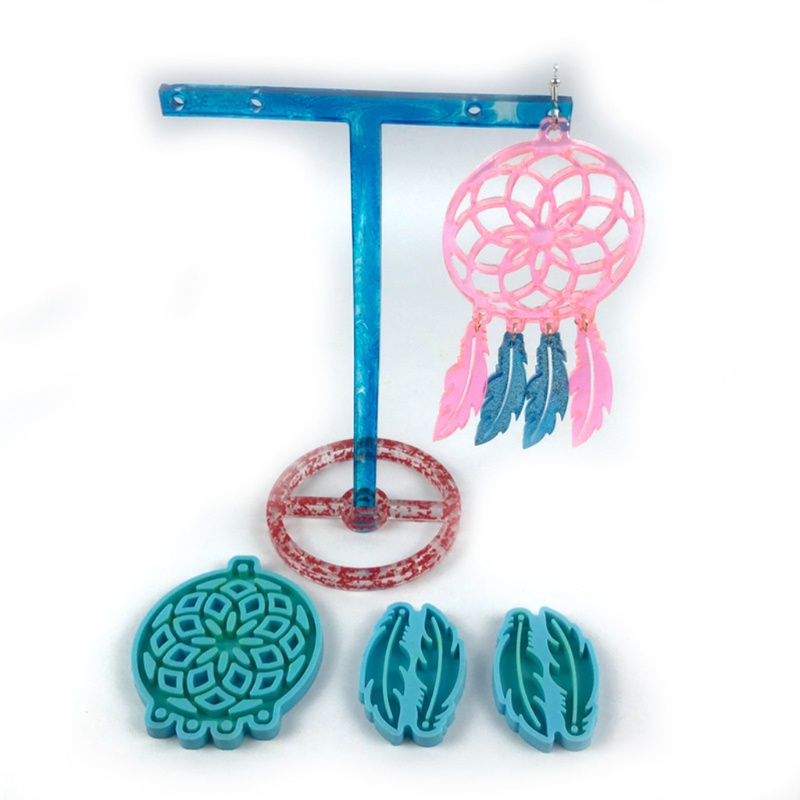 SIY  Dream Catcher Feathers Earrings Epoxy Resin Mold Jewelry Pendant Silicone Mould DIY Crafts Casting Tools