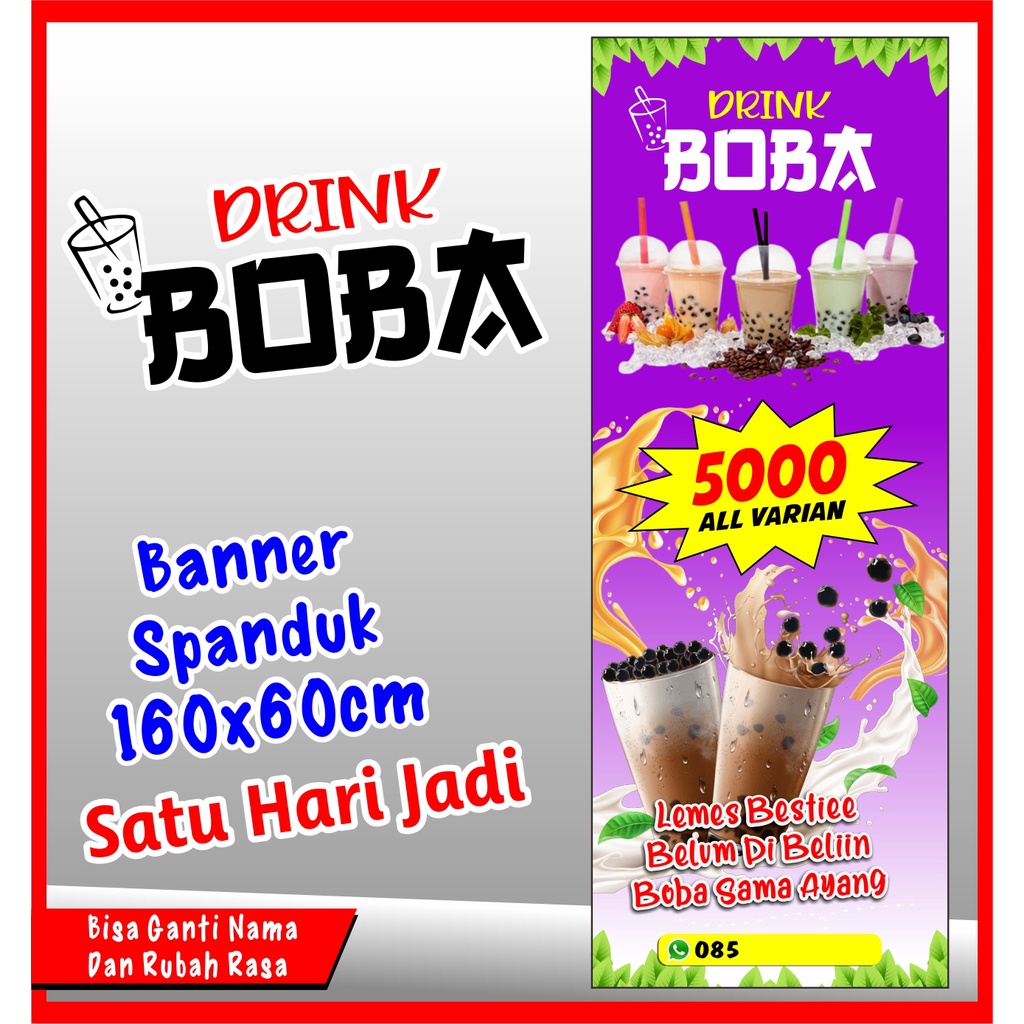 Banner Boba, Spanduk minuman BOBA 160X60cm COD