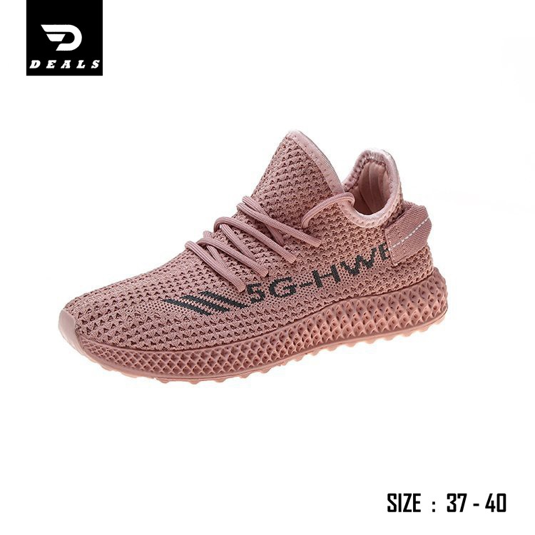 Sepatu Wanita HWEI-5G Sneakers Korea Import Casual Shoes Pink Yellow - HWEI 5G