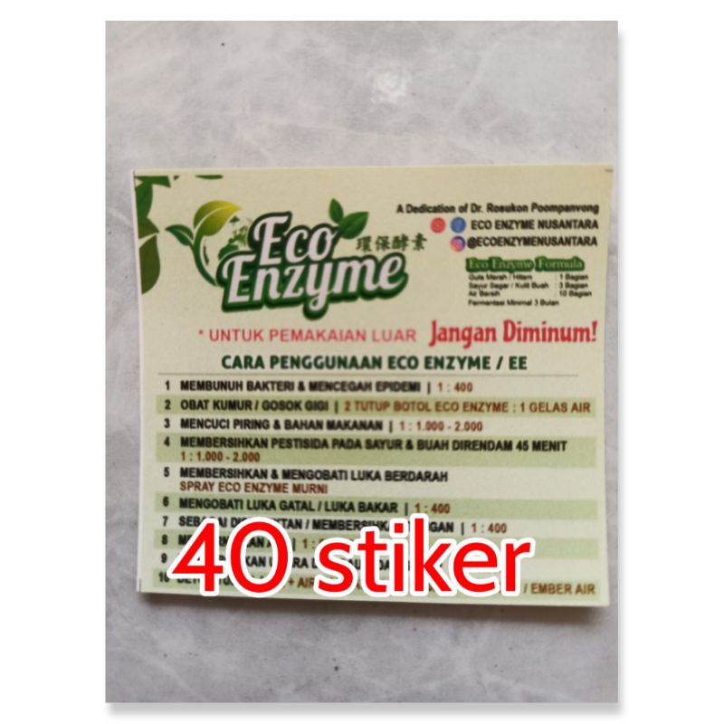 

Stiker Eco Enzyme tempel uk 6,5 x 6 cm atau 11,5 x 3,8 cm