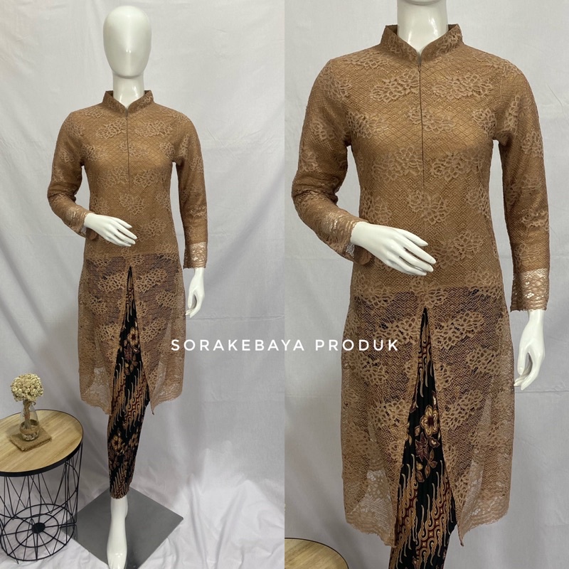 WILI MUSLIM / KEBAYA BROKAT MODERN MODEL TUNIK KERAH SHANGHAI / KEBAYA WISUDA TERBARU / KEBAYA PESTA