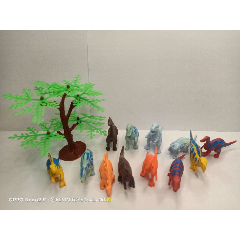 8610 MAINAN DINOSAURUS KECIL ISI 12PCS PLUS POHON / DINO MINI ISI 12PCS / mainan anak edukasi hewan dinosaurus kecil plus pohon mainan super bagus