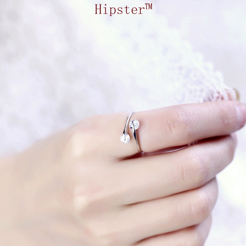 Hot Sale Couple Romantic and Creative Design Double Diamond Interwoven Adjustable Ring