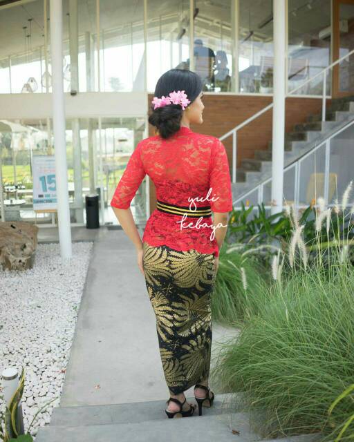 Set kebaya bali kutubaru, kebaya merah | yuli kebaya