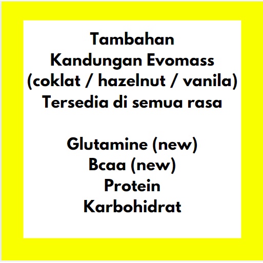 Evo Mass 912 Gram gr (2lbs) BPOM HALAL EVOMASS GAINER EVOLENE SUSU PROTEIN EVOMAS COKLAT HAZELNUT MAS MUSCLE OTOT EVOLEN EVOLINE EVOLIN PENAMBAH BERAT BADAN SERIES GAIN SUPLEMEN VANILA ICE CREAM VANILLA 912gram 912gr supplement