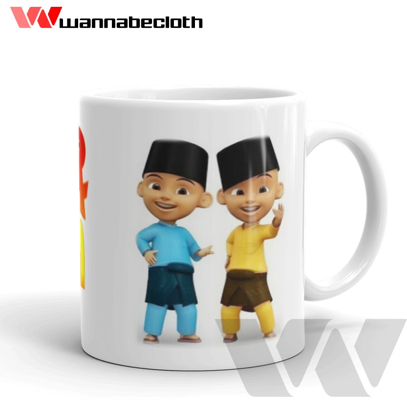 Gelas Upin dan Ipin Mug Upin Dan Ipin Cetak Mug Custom Souvenir Mug Anak Kartun Mug Upin dan Ipin v4
